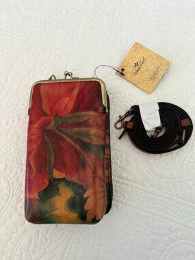 Patricia Nash Pertina Crossbody Wallet w/ Kiss Lock – NWT Multicolor Leather